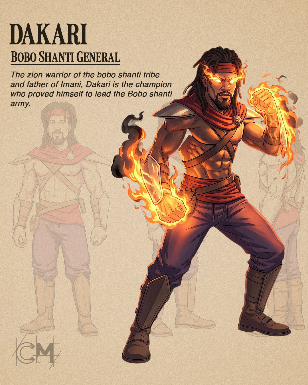Dakari, Bobo Shanti General. The Zion warrior of the Bobo Shanti tribe and father of Imani, Dakari is the champion who proved himself to lead the Bobo Shanti army.